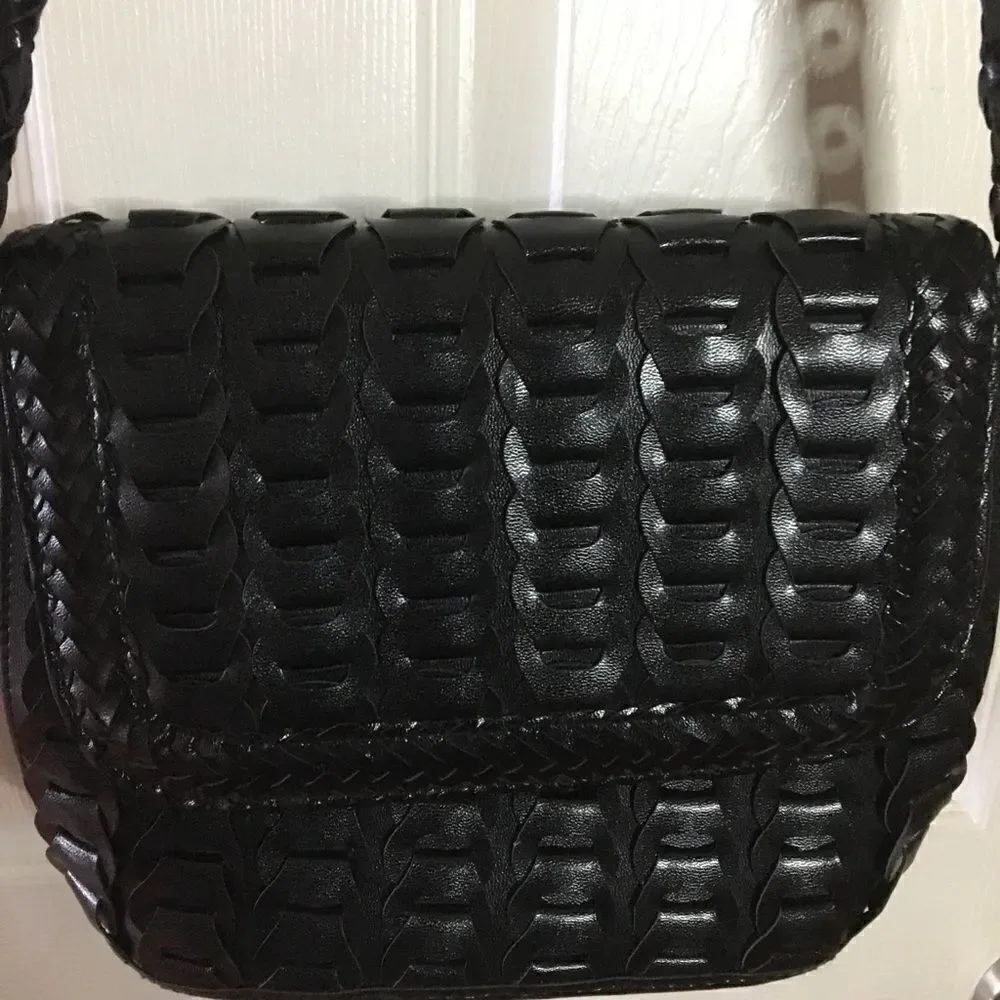 Y & S black weave pattern textured handbag NWOT